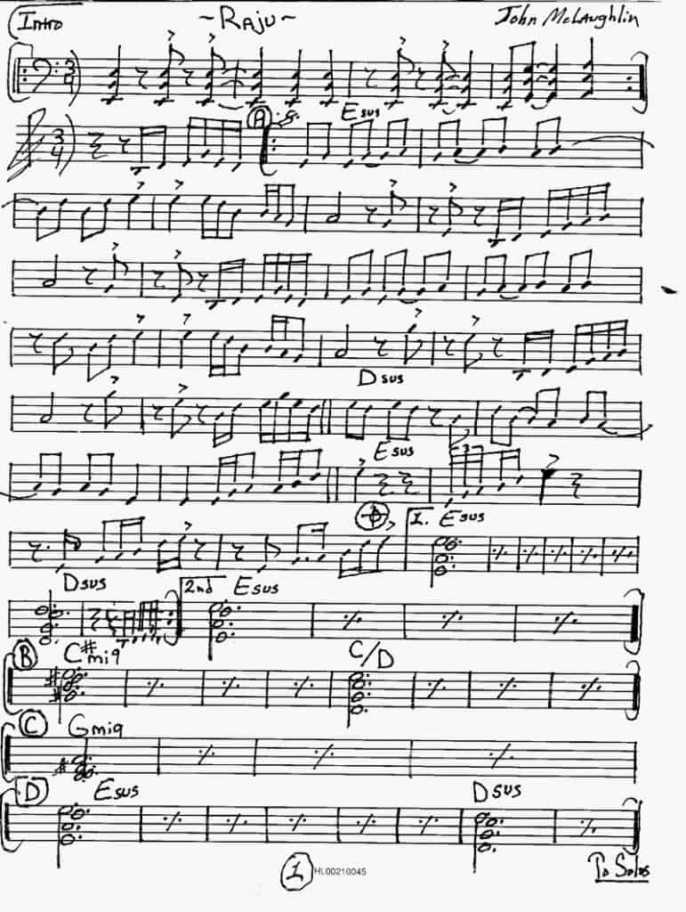 McLaughlin Lead Sheet on Raju-1LP Version