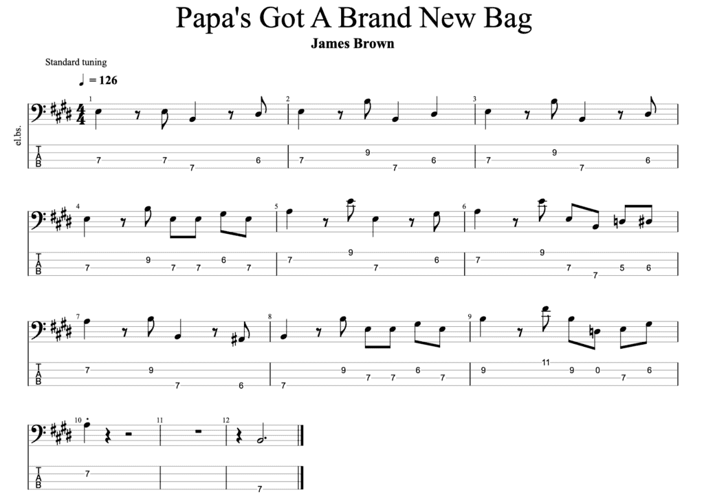 James Brown – Papa's Got A Brand New Bag Bass Line