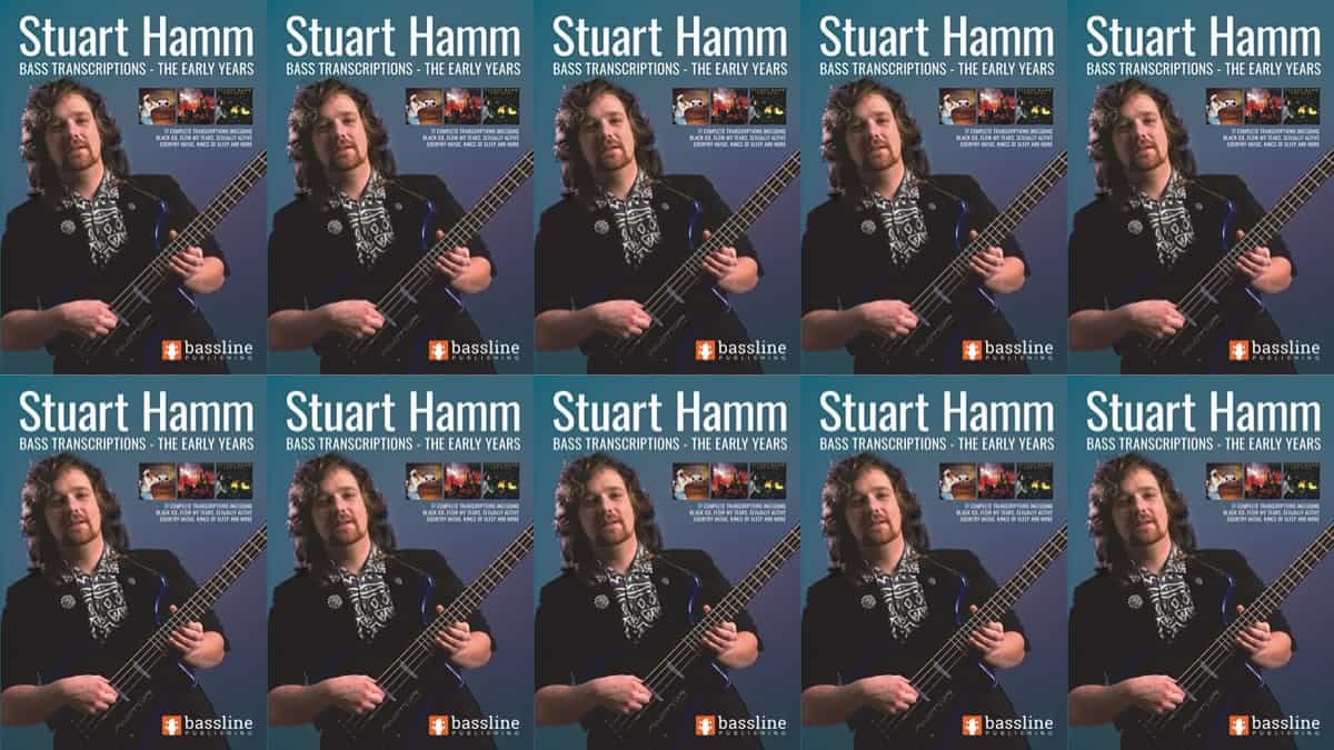 Stuart Hamm Bass Transcriptions – The Early Years is a transcription book containing songs from Stuart’s first three albums Radio Free Albemuth, Kings of Sleep and The Urge.
